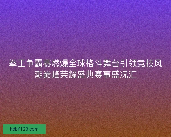 拳王争霸赛燃爆全球格斗舞台引领竞技风潮巅峰荣耀盛典赛事盛况汇