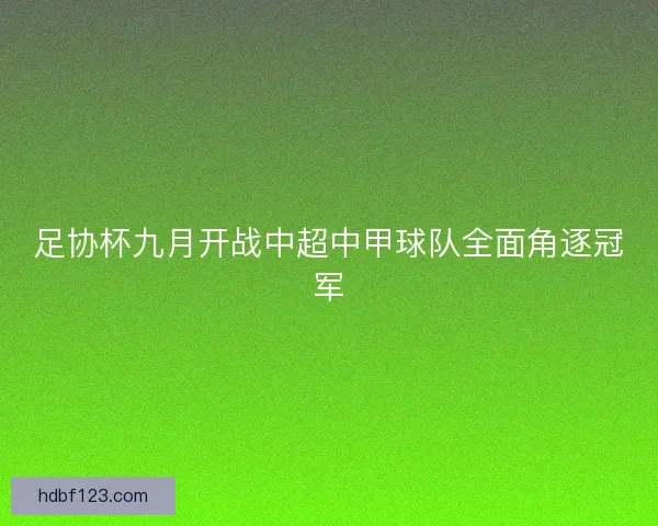 足协杯九月开战中超中甲球队全面角逐冠军